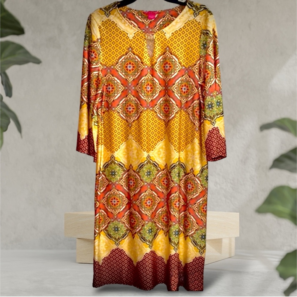 ❌SOLD❌  Beautiful Şนຖຖყ Ꮭēiງh printed dress. XL. Could fit Large. Soft/Stretchy